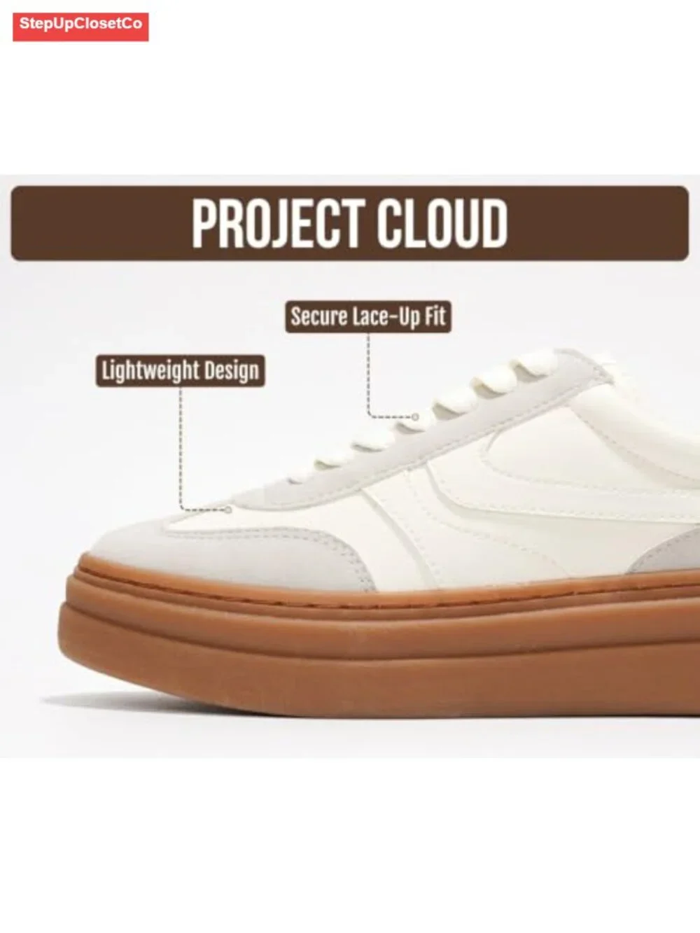 Lightweight Breathable Platform Sneakers for Women Memory Foam